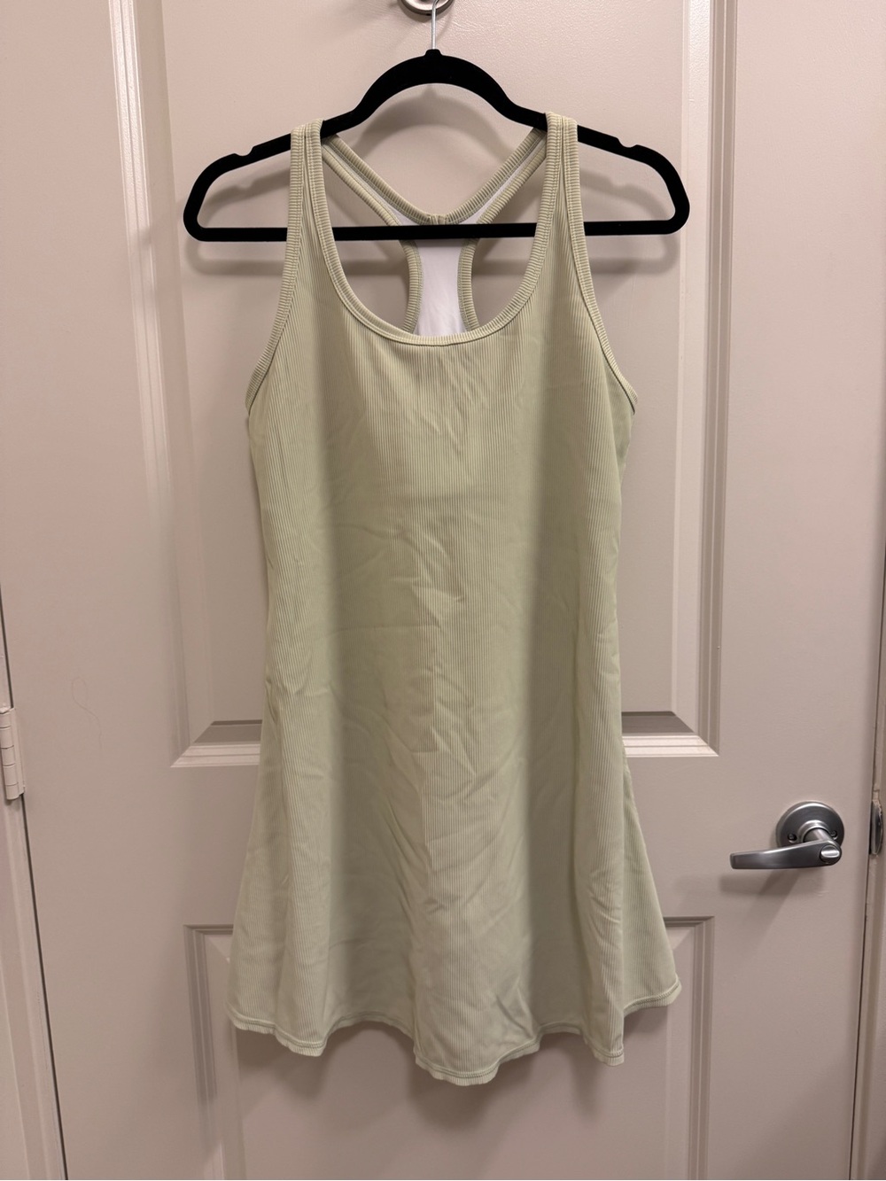 Halara Sz XL Racerback Athletic Dress Ribbed Matcha Green Shorts Side Pockets